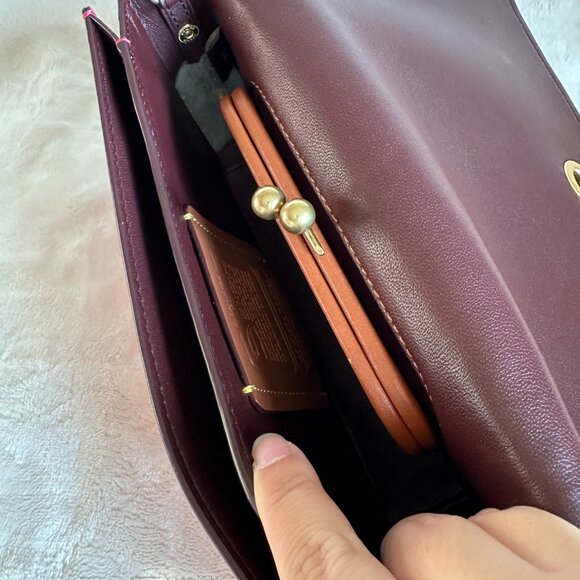 NWOT! Coach Dinky Signature Convertible Shoulder Bag In Bright Cherry Leather - Picture 13 of 15